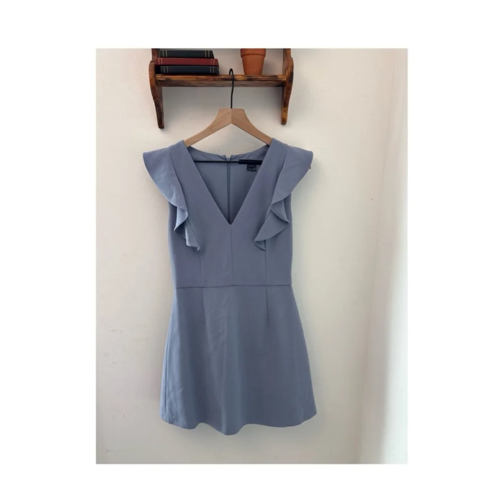 Women's FRENCH CONNECTION Blue Ruffle Mini Dress Size 10 - Picture 6 of 6